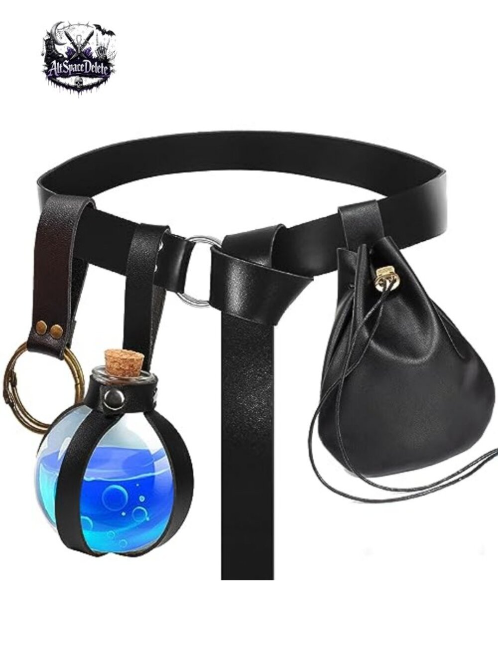 4 Pc Renaissance Leather Belt Pouch Potion Bottle Skirt Hikes Costume Set